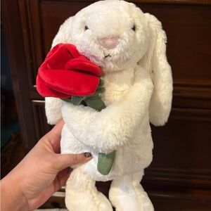 Jellycat Cream Bunny with Red Rose